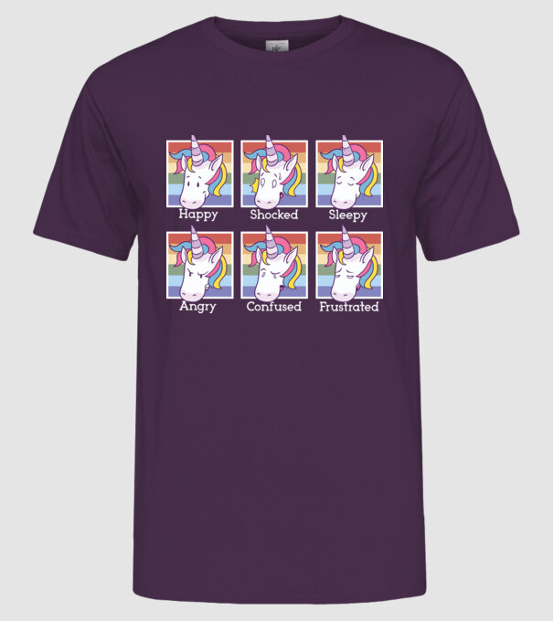 Capete de unicorn model mov pe tricou