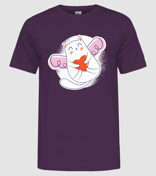 Pisică Valentin model mov pe tricou