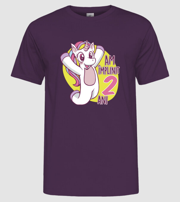 Am împlinit 2 ani model mov pe tricou