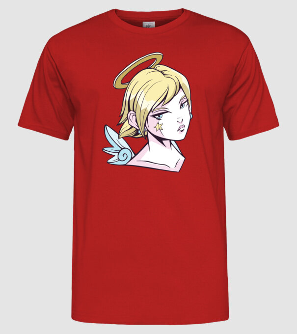 Anime Fată angelică model roșu pe tricou