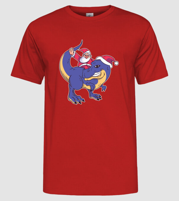 Santasaurus Moș Crăciun pe dinozaur model roșu pe tricou