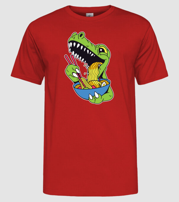 T-rex Ramen model roșu pe tricou