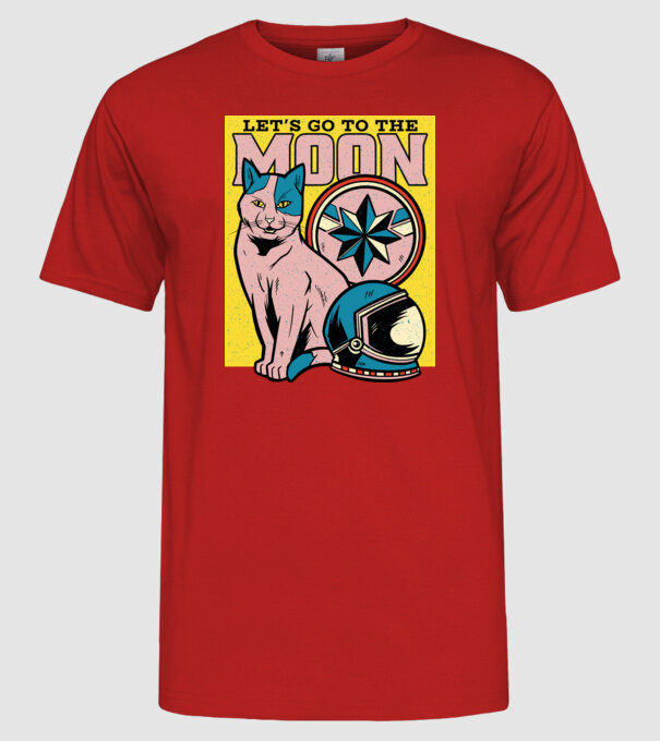 To the moon Pisică model roșu pe tricou