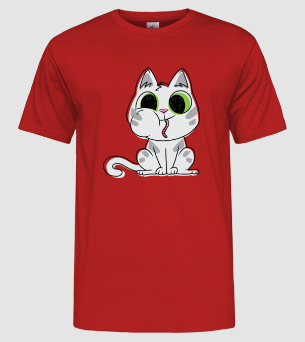 Pisicuță amuzantă model roșu pe tricou