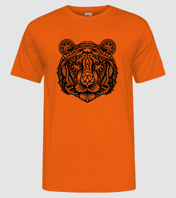 Tigru Mandala model portocaliu pe tricou