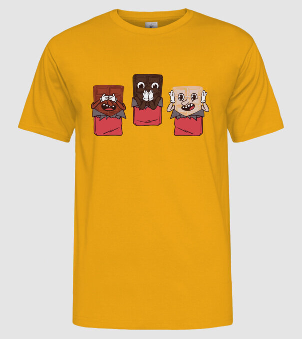 Trio de ciocolată model galben pe tricou