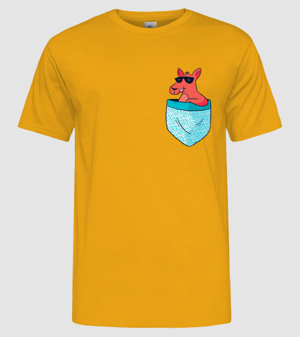 buzunar Cangur model galben pe tricou