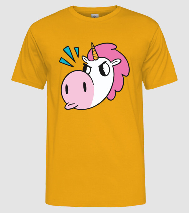 Unicorn supărat model galben pe tricou