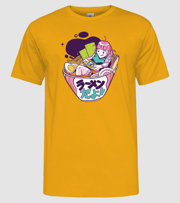 Ramen Anime Gamer fată model galben pe tricou