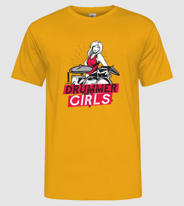 Îmi plac fetele bateriste model galben pe tricou