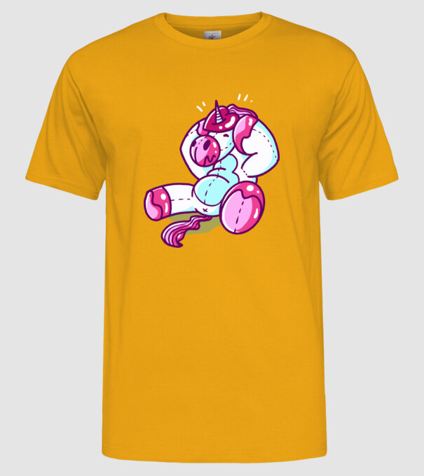 Unicorn cu inimă încornorată model galben pe tricou