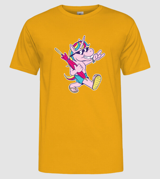 Unicorn În vacanță model galben pe tricou