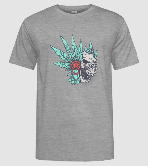 Ancient Skull model gri pe tricou