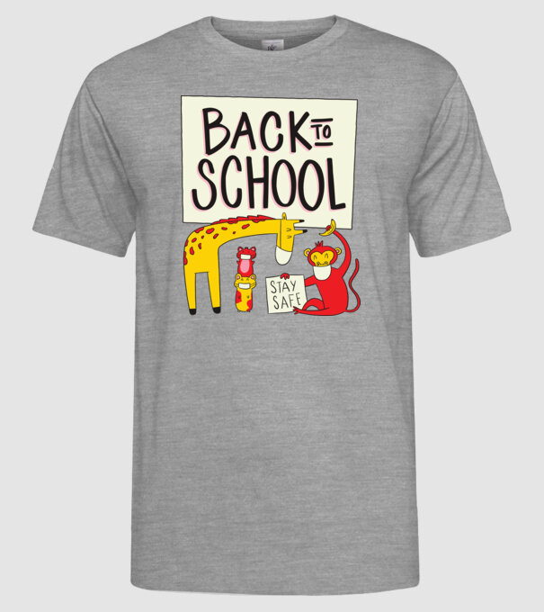 Back To School Animale model gri pe tricou