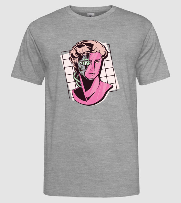 Statuie Cyborg model gri pe tricou