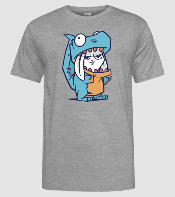 Costum de dinozaur model gri pe tricou
