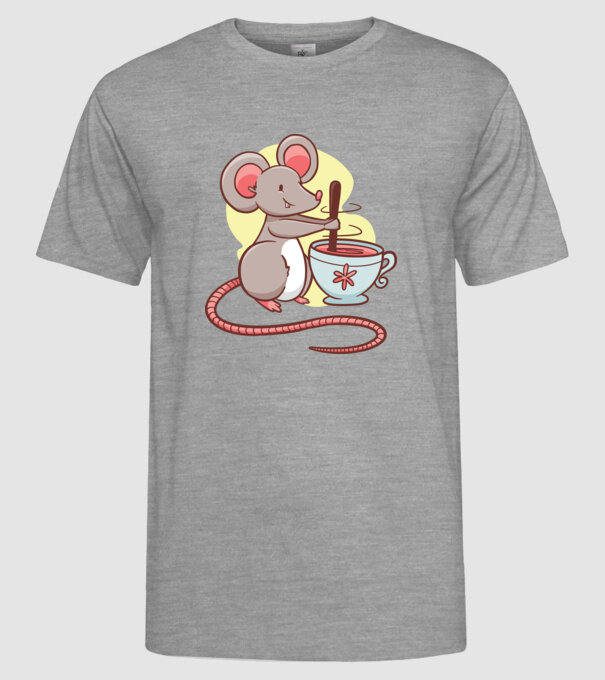 Șoarece cu ceai model gri pe tricou