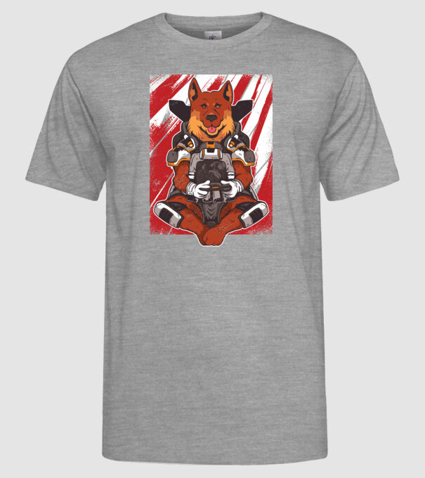 Gamer Ciobănesc german Apex model gri pe tricou
