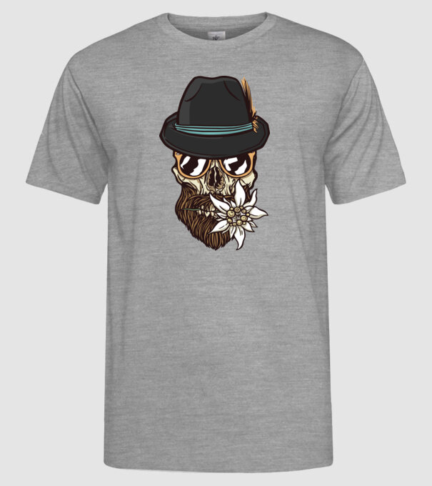 Craniu Hipster model gri pe tricou