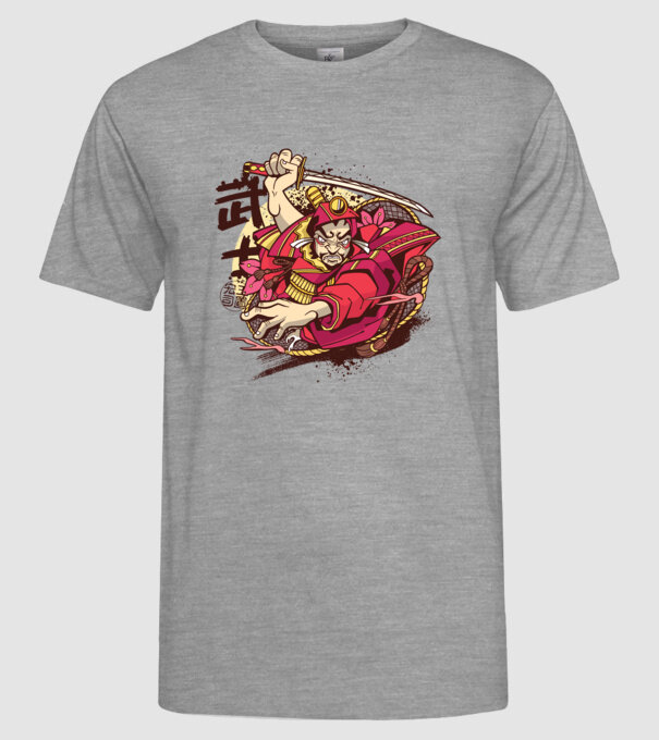 Războinic japonez model gri pe tricou