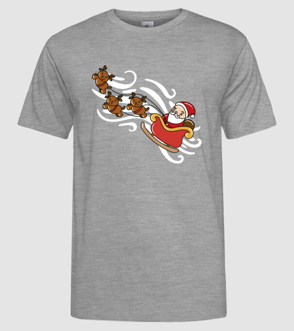 Kawaii sanie Moș Crăciun model gri pe tricou