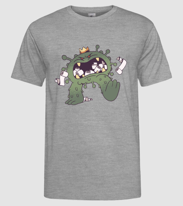 Monstru de hârtie igienică Coronavirus model gri pe tricou