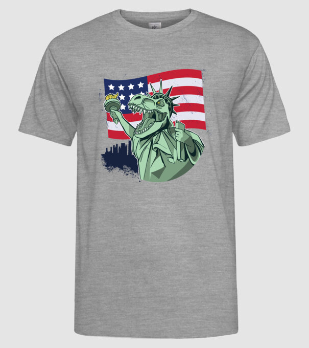 Liberty-Rex SUA Dinozaur model gri pe tricou