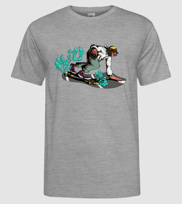 Longboard model gri pe tricou