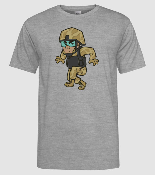 Soldat strecurându-se model gri pe tricou