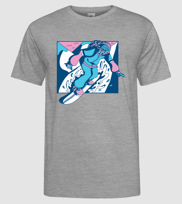 Snowboarder cool model gri pe tricou