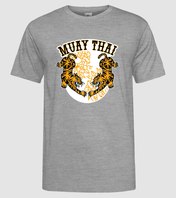 Tigri Muay Thai model gri pe tricou
