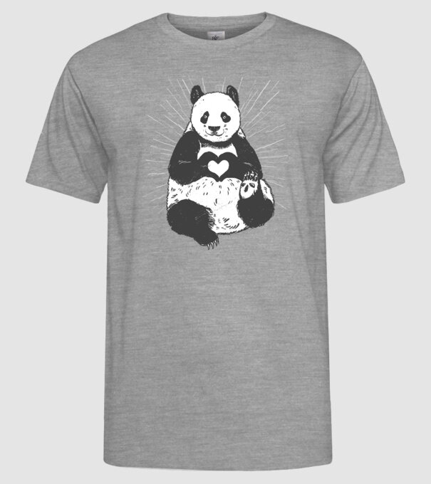 Inimă panda model gri pe tricou