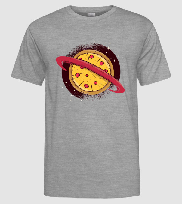 Pizza Planetă model gri pe tricou