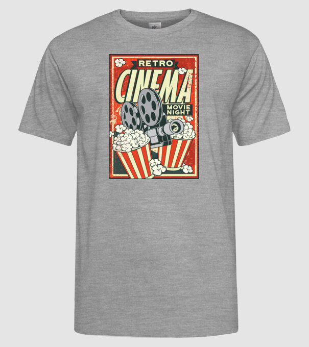 Afiș cinema retro model gri pe tricou