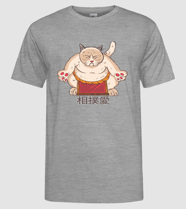 Pisică Sumo model gri pe tricou
