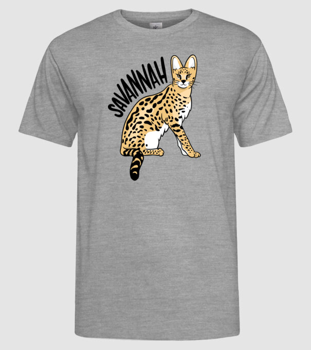 Pisică Savannah model gri pe tricou