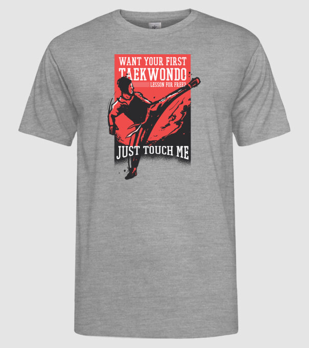 Lecție de Taekwondo model gri pe tricou