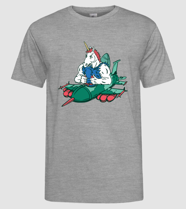 Unicorn Avion de vânătoare model gri pe tricou