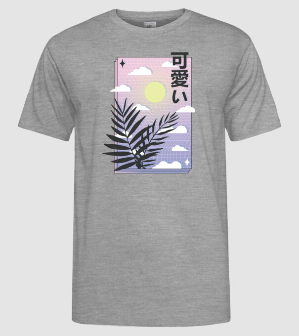 Vaporwave Val model gri pe tricou
