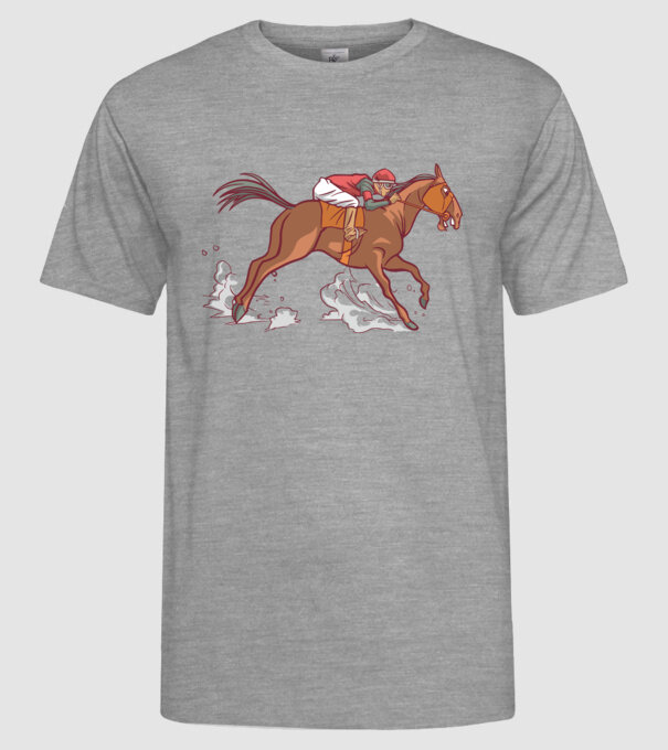 Cal de cursă Călăreț model gri pe tricou