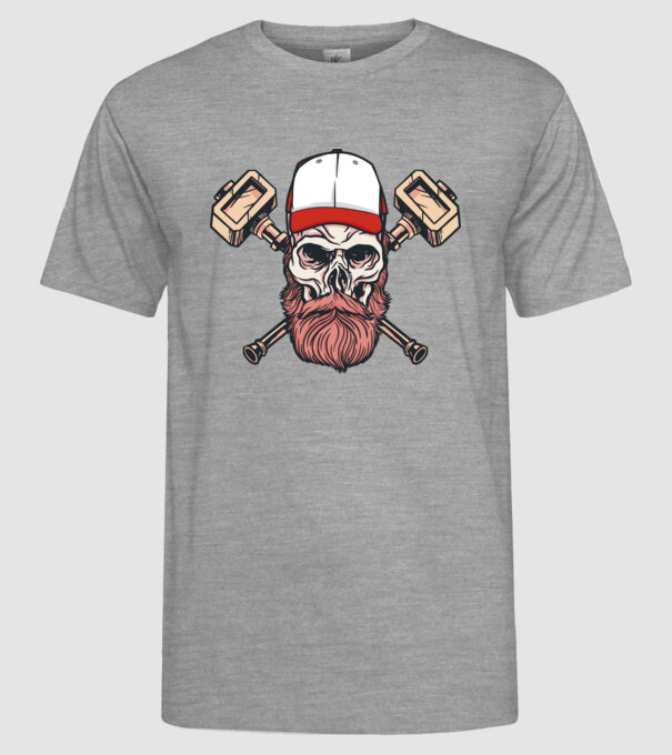 Craniu Viking model gri pe tricou