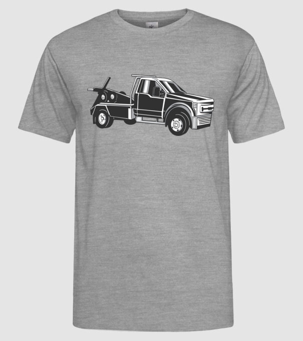 Mașină de remorcare model gri pe tricou