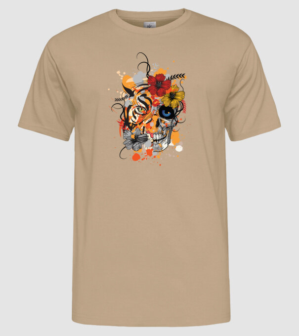 Craniu de tigru abstract model nisipiu pe tricou