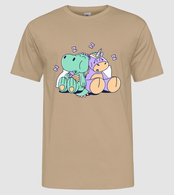 Unicorn adormit și T-rex model nisipiu pe tricou