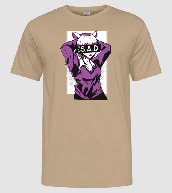 Anime fată tristă model nisipiu pe tricou
