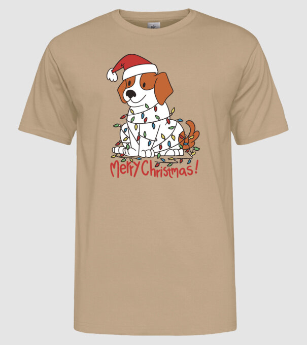Beagle Crăciun Fericit! model nisipiu pe tricou