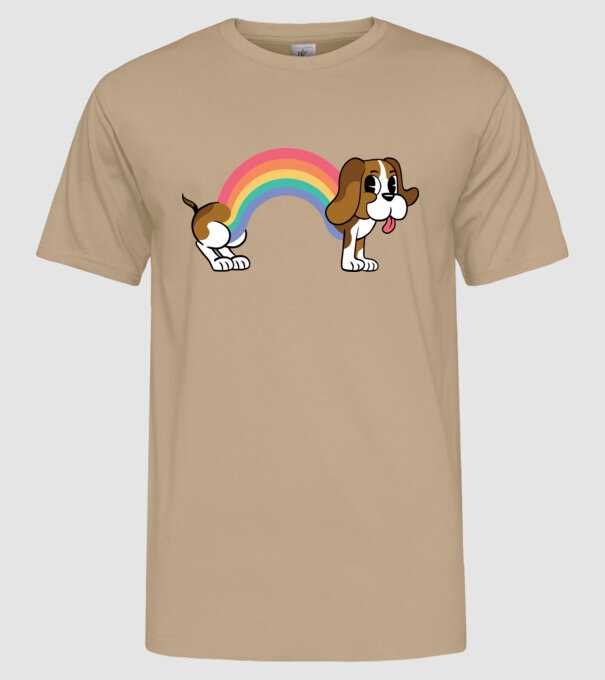 Beagle curcubeu model nisipiu pe tricou