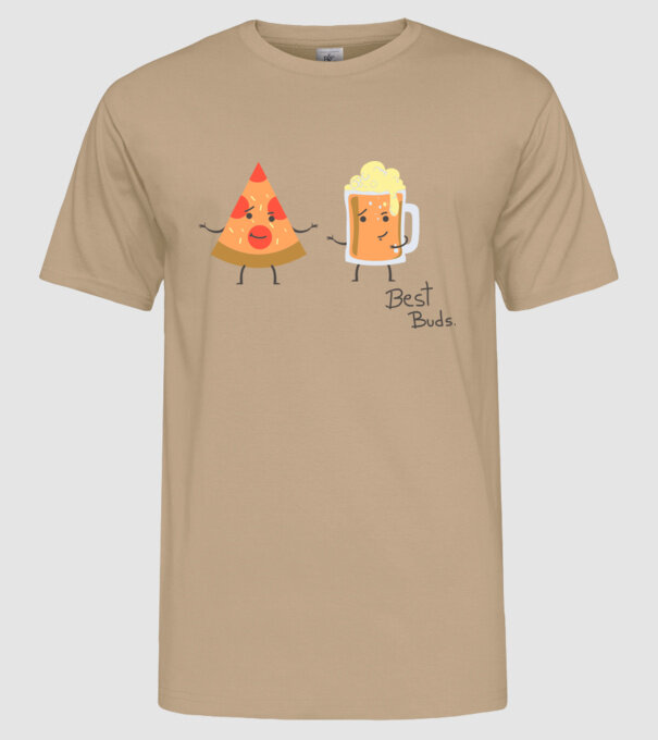 Best Buds - Pizza + Beer model nisipiu pe tricou