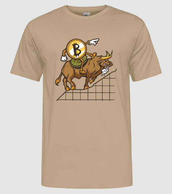 Taur Bitcoin model nisipiu pe tricou