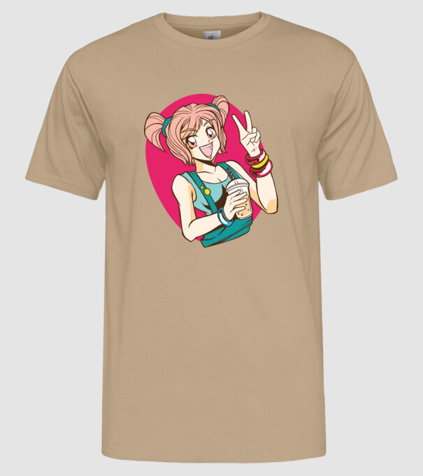 Bobba fată Anime model nisipiu pe tricou